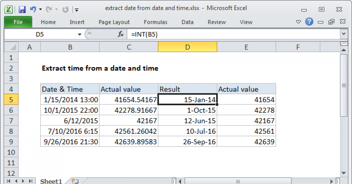 Excel Extract Date From Date And Time Cell